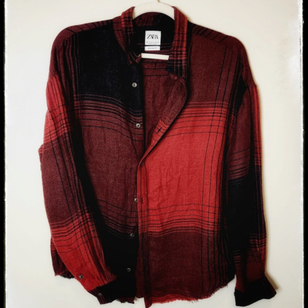 Zara Relaxed Fit Plaid Shirt (Small)